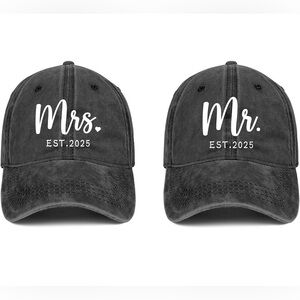 Mr. & Mrs. 2025 Wedding Anniversary Hats His & Hers Couple Gifts 2 Set